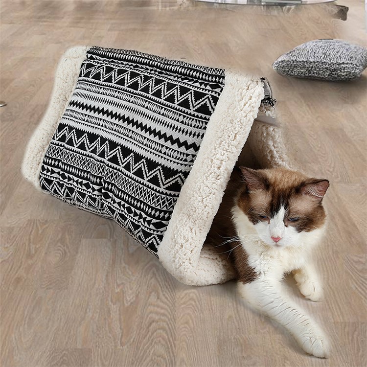 Cat Rustling Sack Functional Winter Warm Cat Pet Cave Mat - Black-4