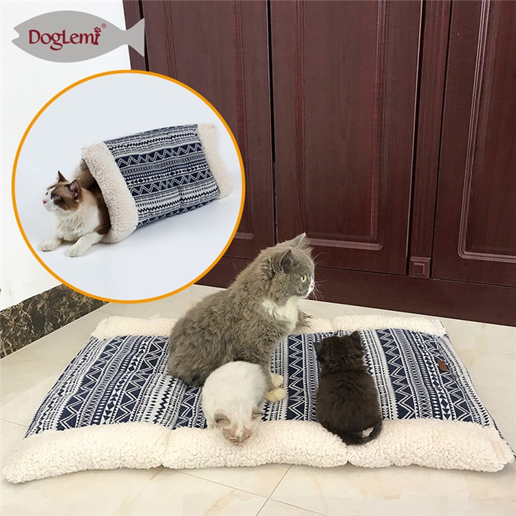 Cat Rustling Sack Functional Winter Warm Cat Pet Cave Pad - Blue-1