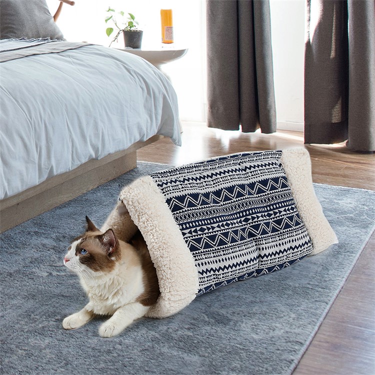 Cat Rustling Sack Functional Winter Warm Cat Pet Cave Pad - Blue-10