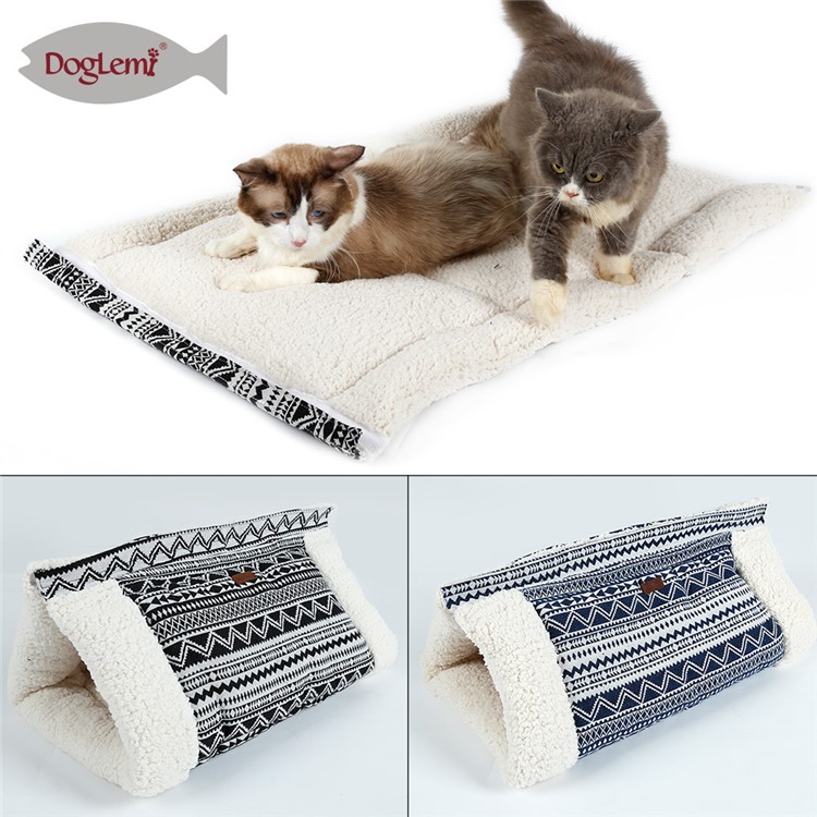 Cat Rustling Sack Functional Winter Warm Cat Pet Cave Pad - Blue-3
