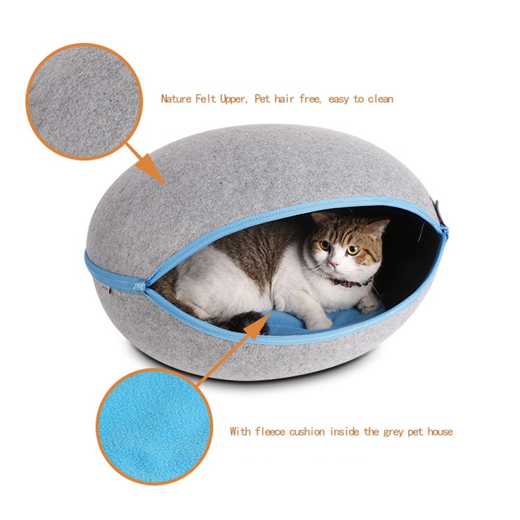 Removable Natural Egg Shaped Soft Pet House Dog Cat Bed Sleeping Nest with Zipper - Grey-3