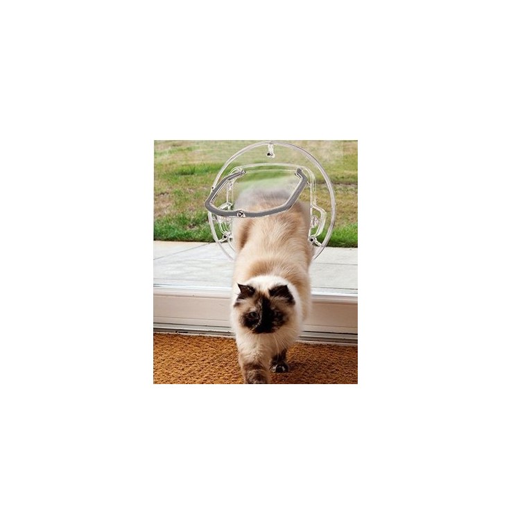 Round Clear Cat Flap with Door Liner Pet Door with 4 Ways Lock, Size: 400 x 400 x 40mm-9