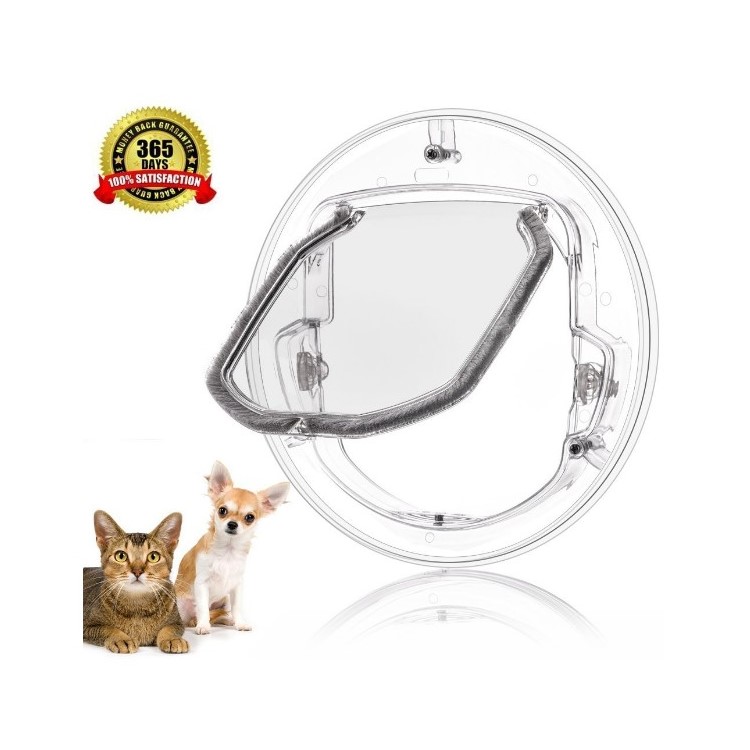 Round Clear Cat Flap with Door Liner Pet Door with 4 Ways Lock, Size: 400 x 400 x 40mm-2