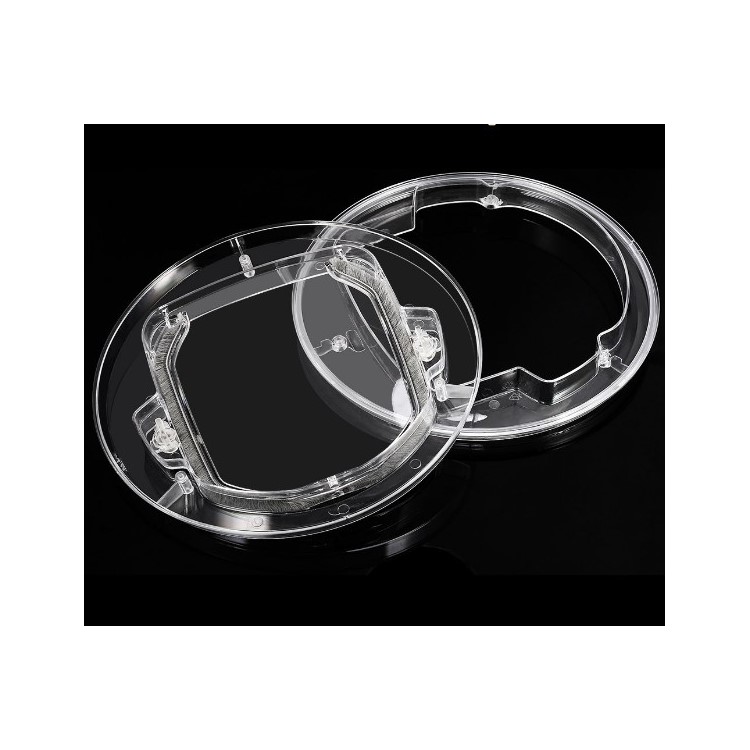 Round Clear Cat Flap with Door Liner Pet Door with 4 Ways Lock, Size: 400 x 400 x 40mm-5