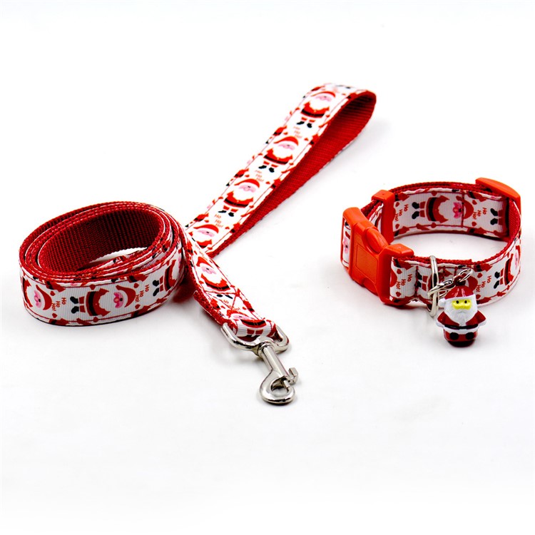 Christmas Adjustable Santa Claus Dot Cat Pet Collar + Traction Rope - S Size-1