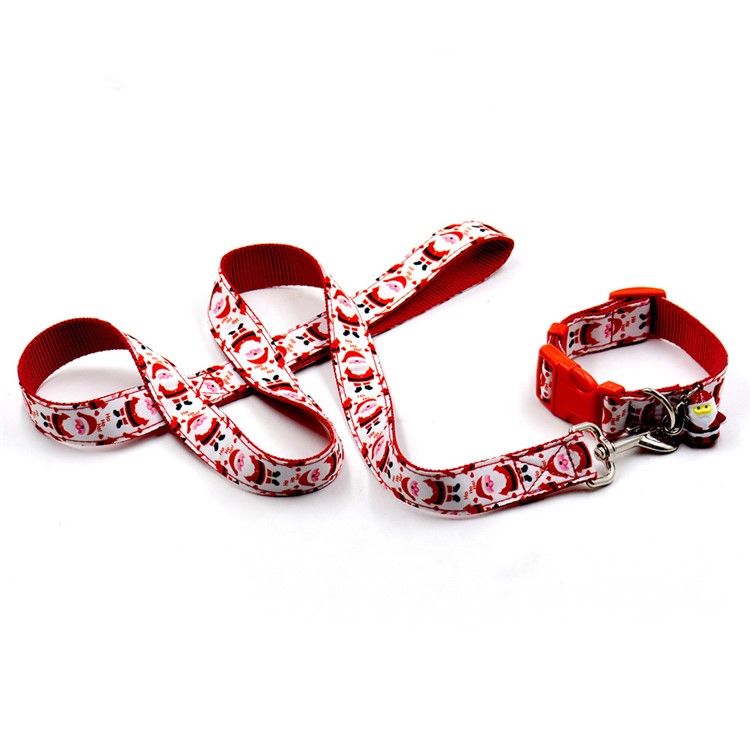 Christmas Adjustable Santa Claus Dot Cat Pet Collar + Traction Rope - S Size-2