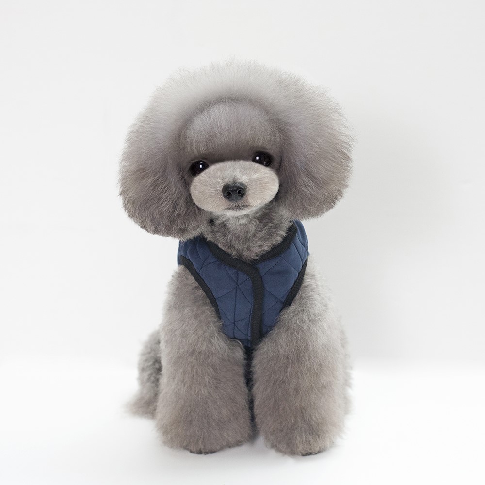 Grid Pattern Soft Peach-skin Velvet Dog Jacket Pet Dog Vest Coat - Dark Blue / Size: S-2