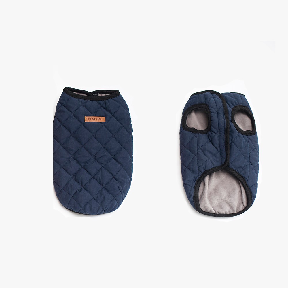 Grid Pattern Soft Peach-skin Velvet Dog Jacket Pet Dog Vest Coat - Dark Blue / Size: S-4