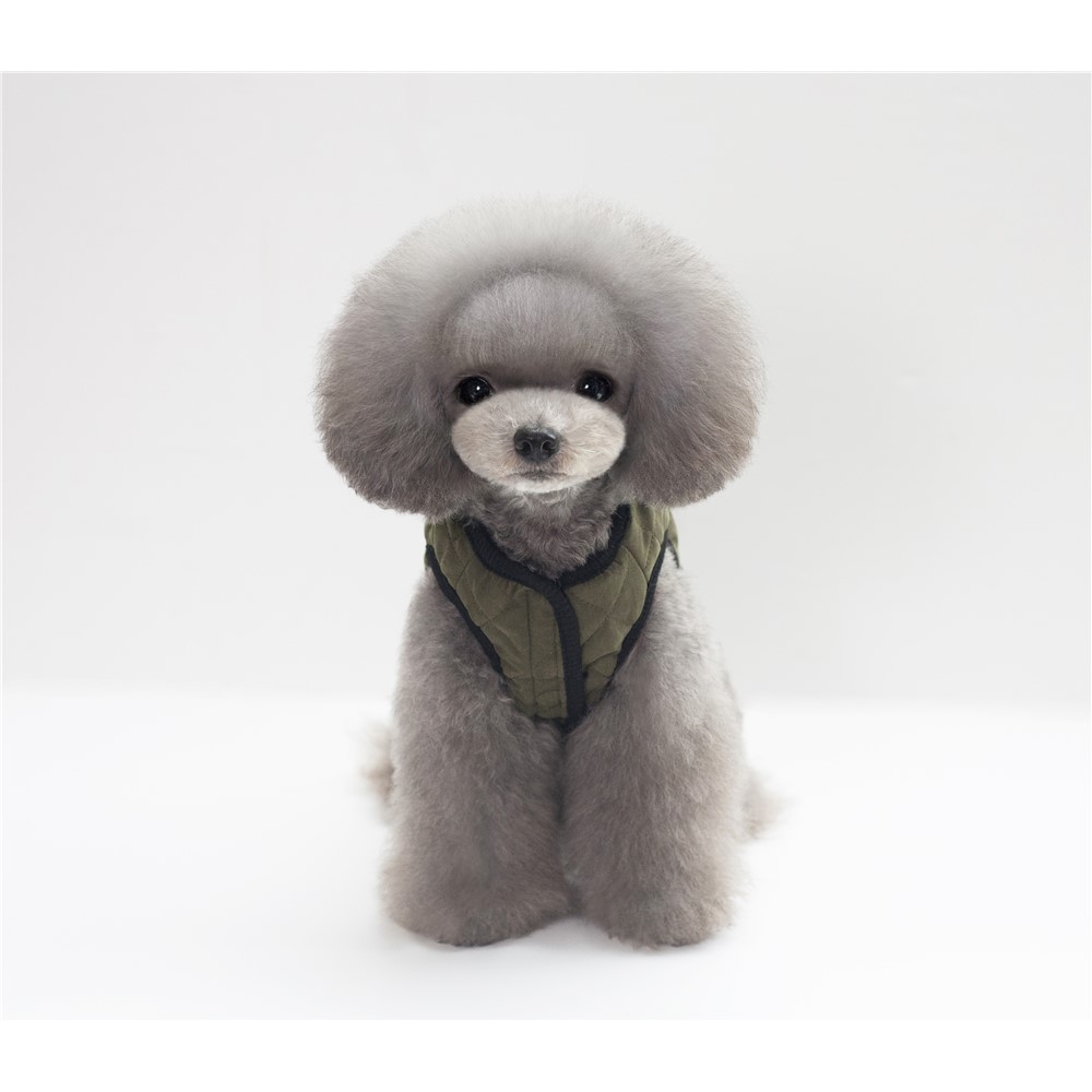 Grid Pattern Peach-skin Velvet Dog Jacket Winter Coat Pet Dog Vest Coat - Army Green / Size: L-2
