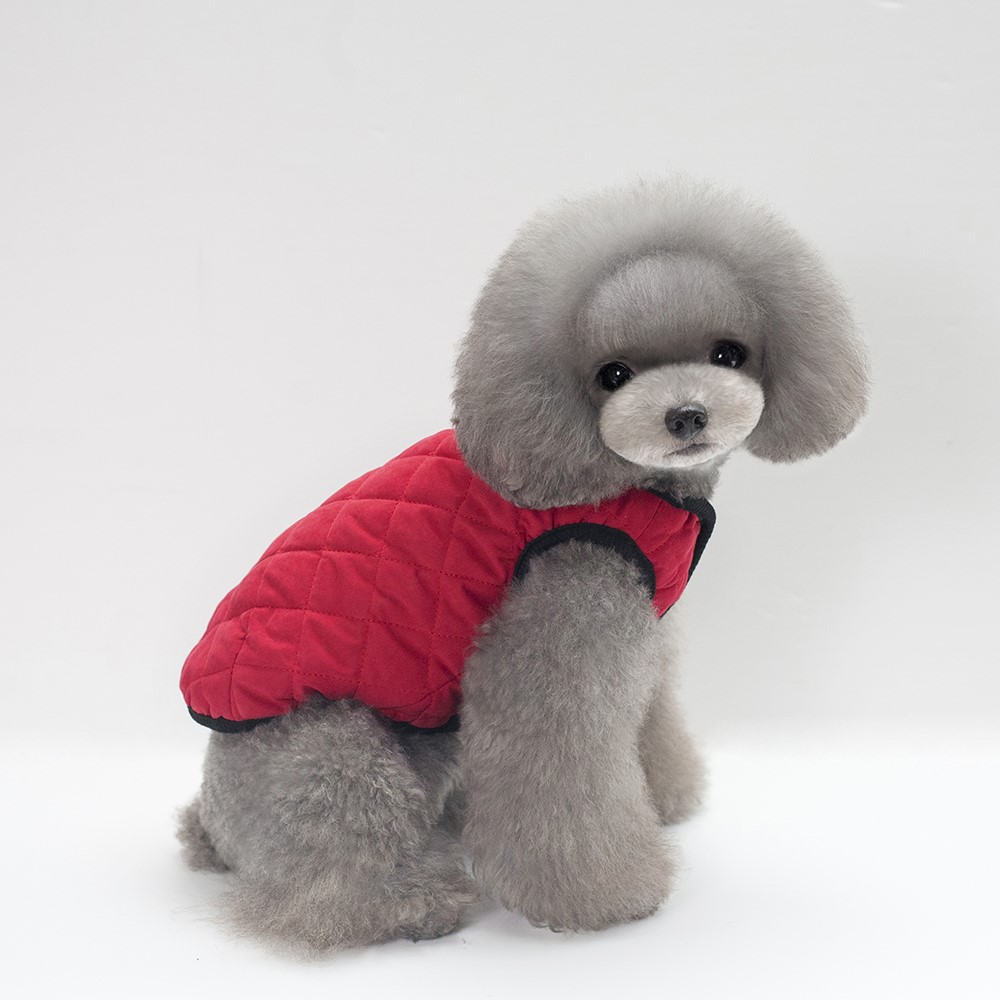 Dog Grip Texture Peach Skin Warm Cloth Vest Windproof Garment Waterproof Waistcoat - 2XL / Red-5