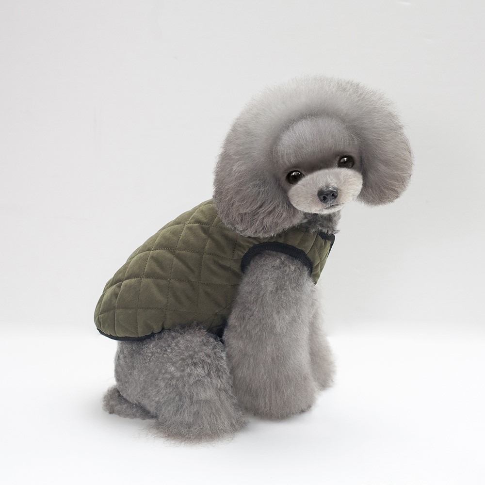 Pet Grip Texture Peach Skin Warm Vest Windproof Garment Waterproof Waistcoat - 2XL / Green-3