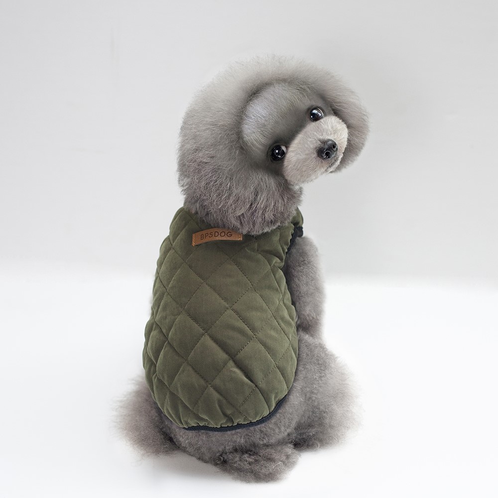 Pet Grip Texture Peach Skin Warm Vest Windproof Garment Waterproof Waistcoat - 2XL / Green-4