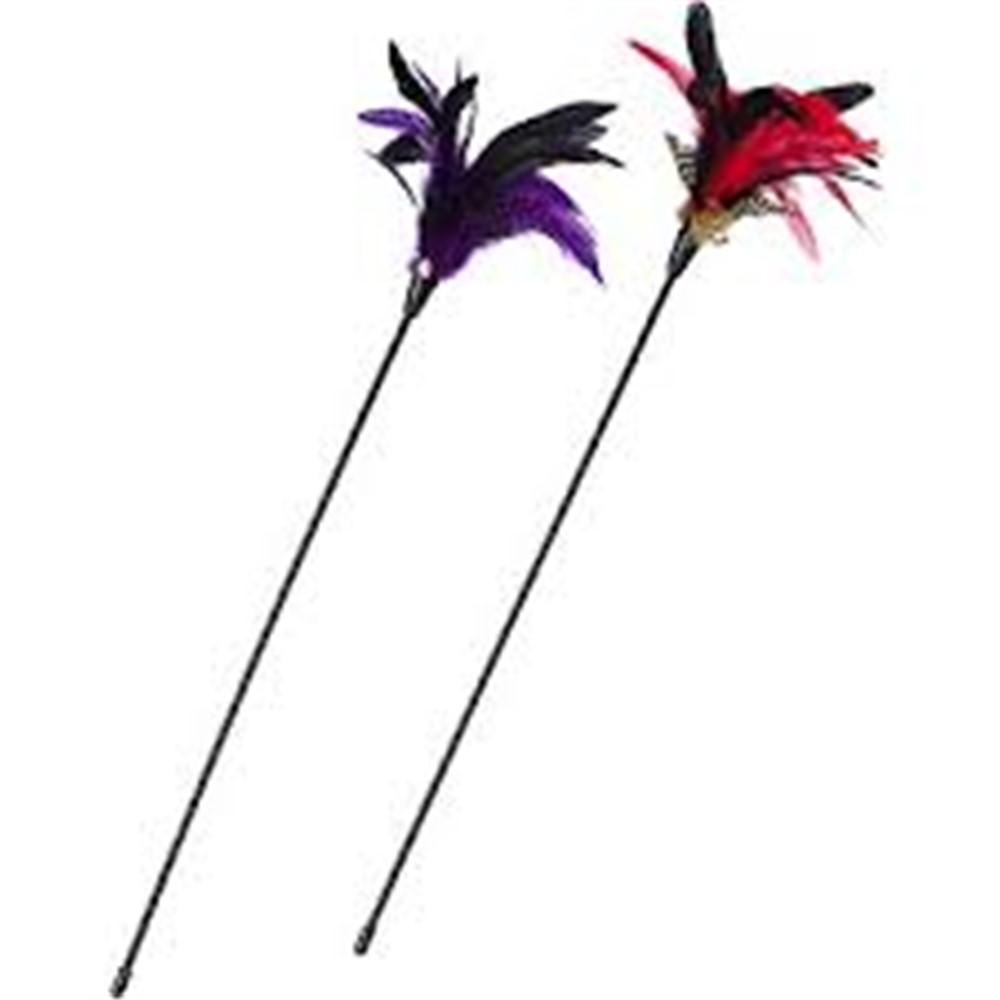 Fashion and Cute Cat's Toys Multi-color Funny Feather Stick Pet's Toys - Random-3