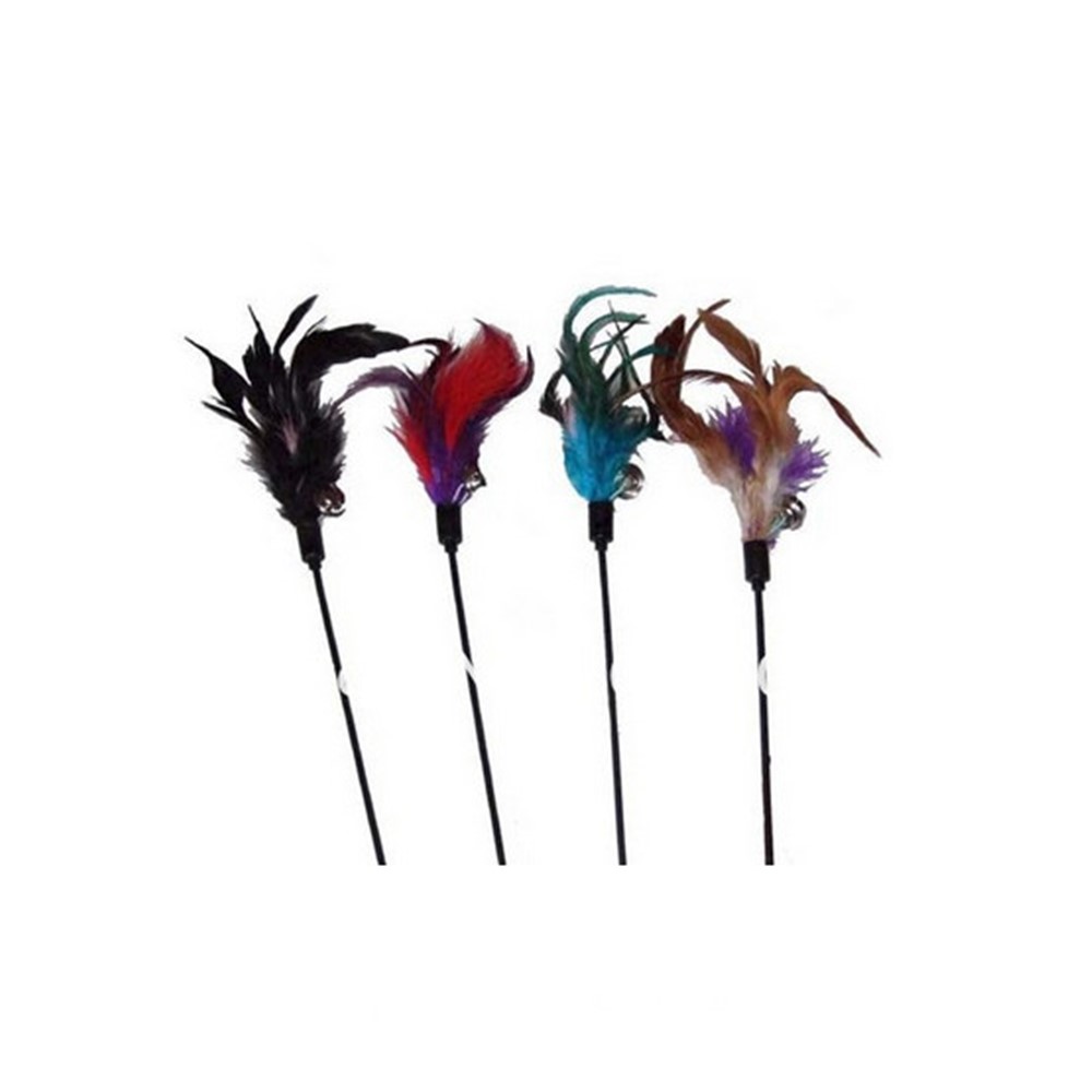 Fashion and Cute Cat's Toys Multi-color Funny Feather Stick Pet's Toys - Random-4