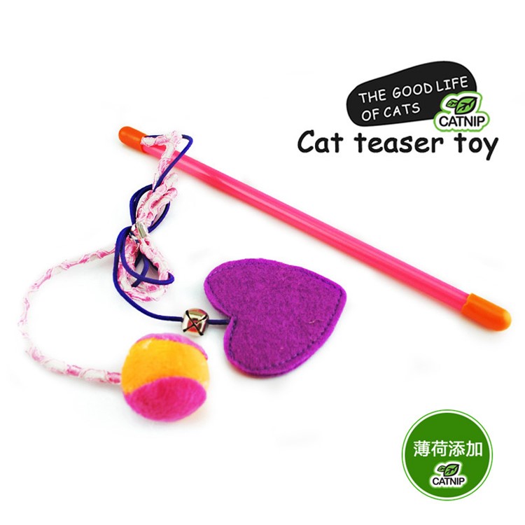 Catnip Heart and Ball Shape with Bell Cat Pet Teaser Toy-1