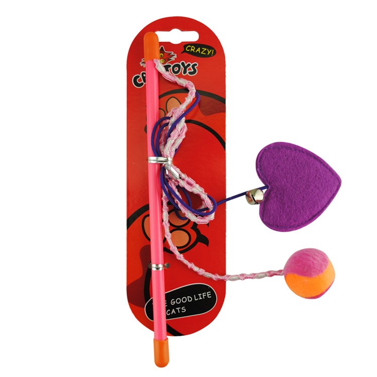 Catnip Heart and Ball Shape with Bell Cat Pet Teaser Toy-2