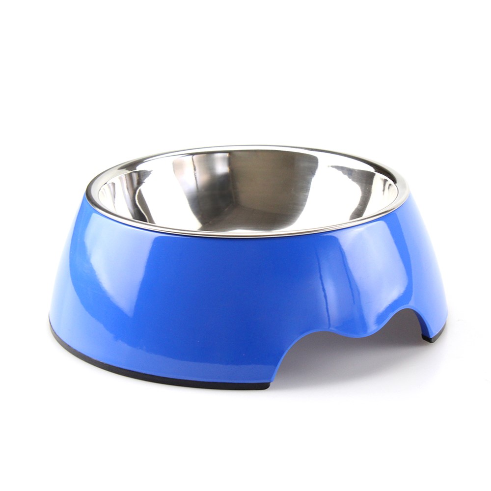 Detachable Melamine Dog Bowl with Stainless Steel Bowl Insert - Size: M / Blue-2