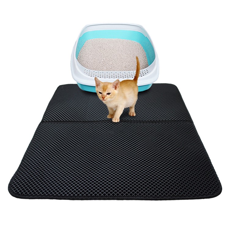 Foldable Cat Litter Mat EVA Double-Layer Cat Litter Trapper Pad with Waterproof Bottom Layer, Size: 46 x 60cm - Black-1