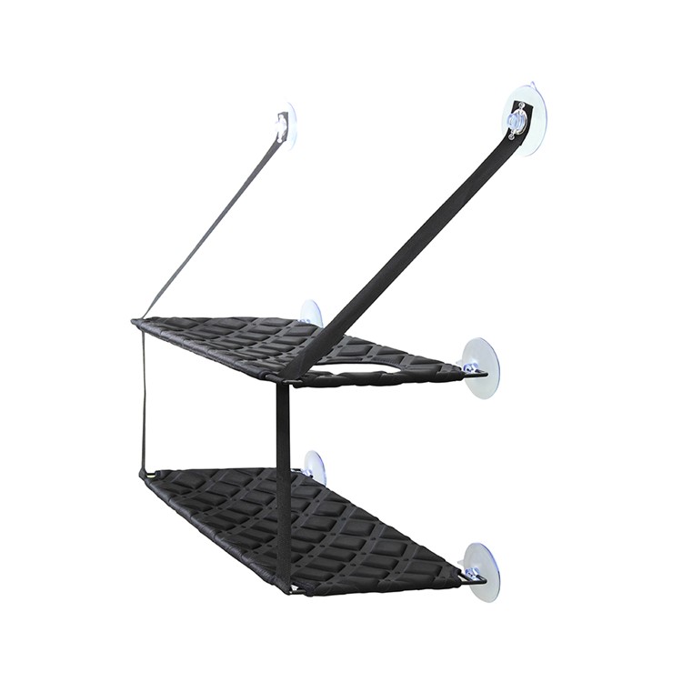 Double Layers Cat Hammock Cozy Pet Hanging Window Perch - Black-1