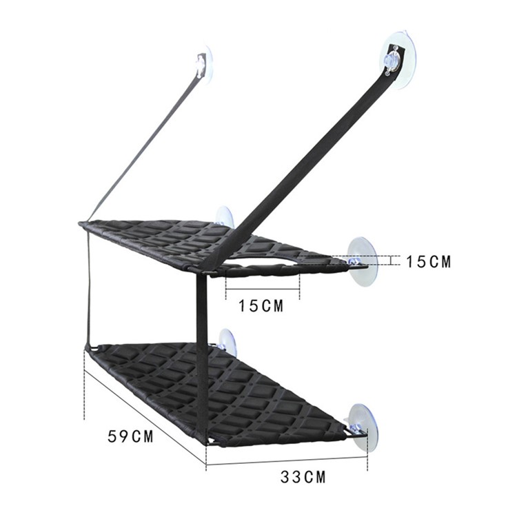 Double Layers Cat Hammock Cozy Pet Hanging Window Perch - Black-6