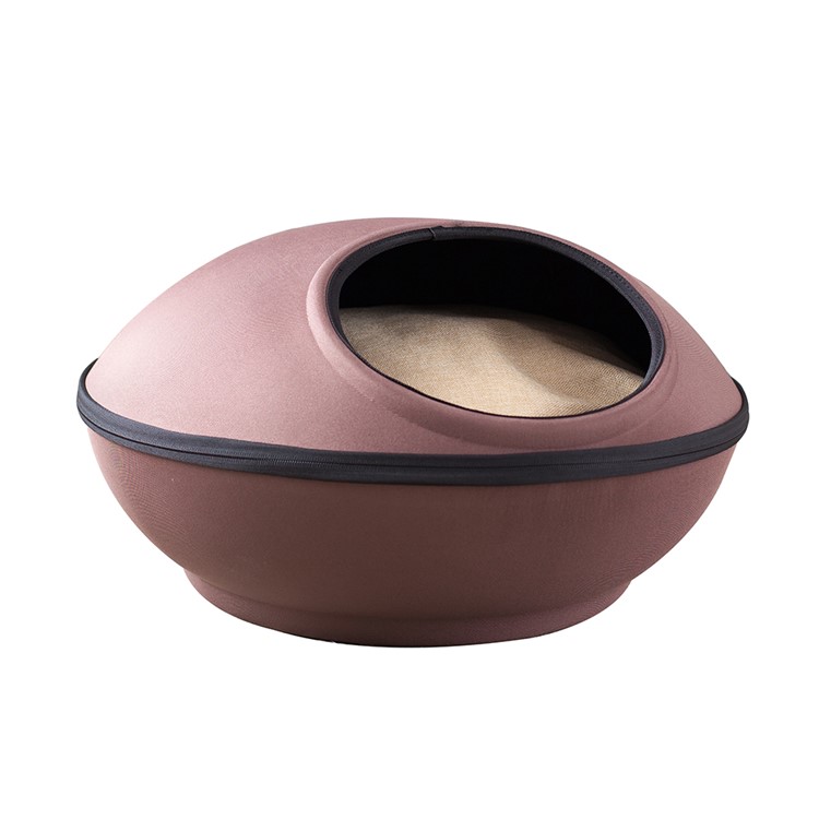 Egg-shaped Removeable Cozy Cat Cave Bed House - Coffee-1