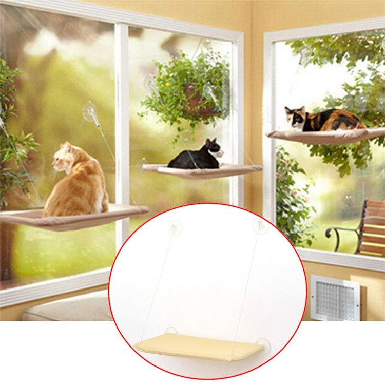 Window Cat Hammock with Sucker Perch Cushion Bed Hanging Pet Resting Seat-1