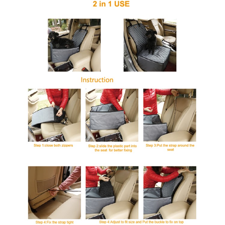 Waterproof Thickened Nylon Car Passenger Seat Pet Cover Mat Cushion Bed - Black-12