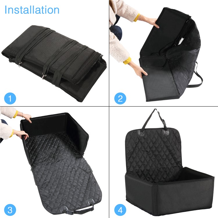 Waterproof Thickened Nylon Car Passenger Seat Pet Cover Mat Cushion Bed - Black-3