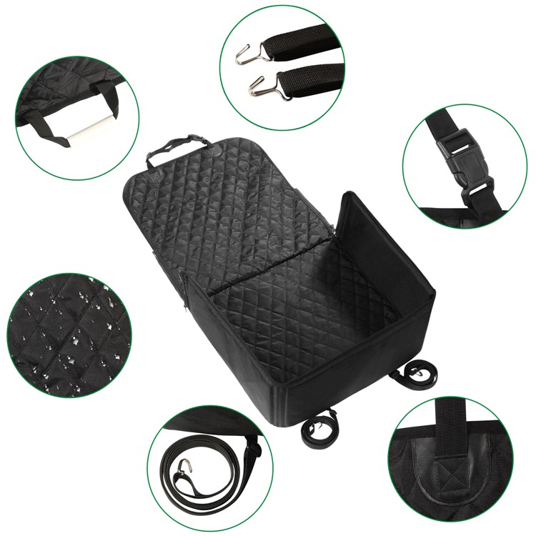 Waterproof Thickened Nylon Car Passenger Seat Pet Cover Mat Cushion Bed - Black-5