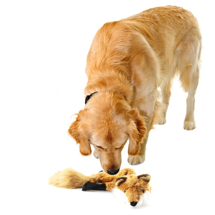 Squeaky Toys Unstuffed Chew Toy Plush Animal Dog Toy - Fox-3