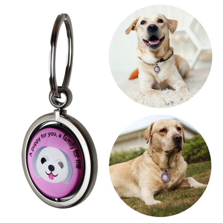 Pet Dog Anti Lost Pendant Keychain QR Code Pet ID Tag Tracker Wireless Locator - Purple-1