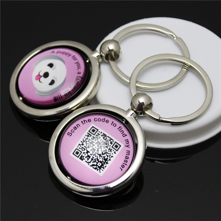 Pet Dog Anti Lost Pendant Keychain QR Code Pet ID Tag Tracker Wireless Locator - Purple-5