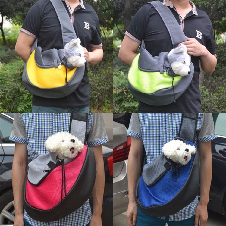 Dog Cat Pet Sling Carrier Bag Mesh Travel Bag, Unfolded Size: 45 x 13 x 28cm - Red-5