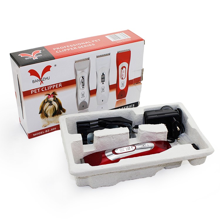 BZ-805 Wireless Rechargeable Pet Clipper Hair Grooming Kit - Red / EU Plug-9