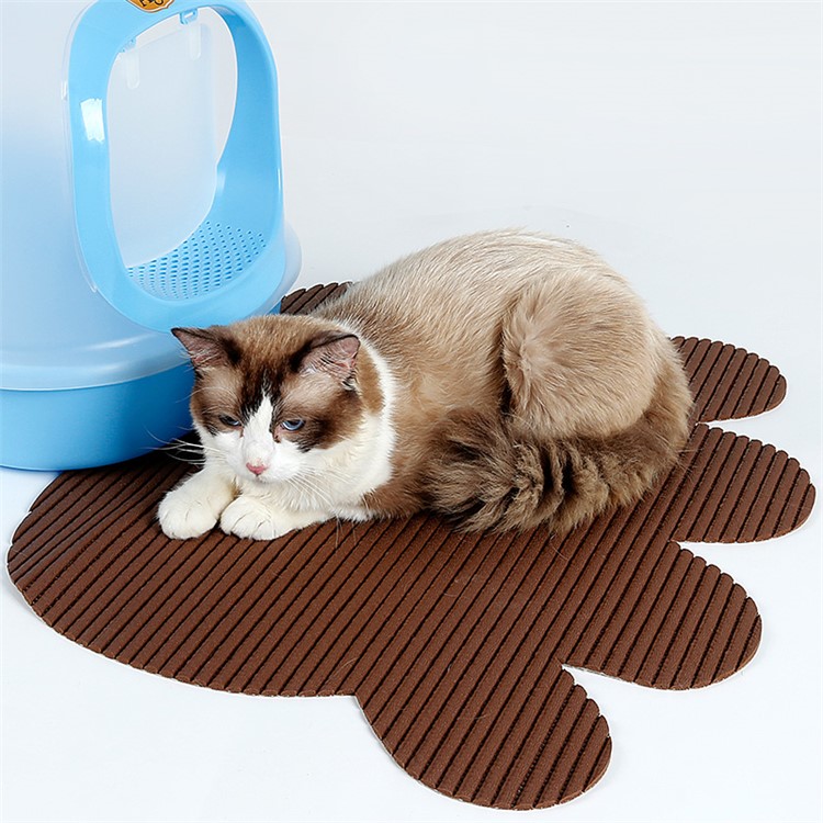 Cat Scratching Pad Cat Box Food Mat Cat Litter Mat - Brown-2