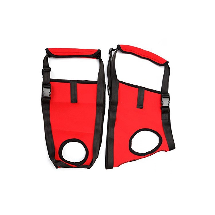 Pet Auxiliary Belt Dog Harness Carriers Assist Sling with Handle for Canine Aid Dog - Size: L / Red-1