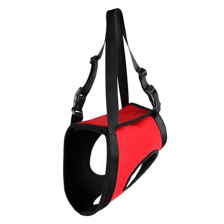 Dog Lift Support Harness with Handle Aid Auxiliary Belt Rehabilitation Carrier Assist Sling for Elderly Sick Pet - Size: M / Red-3