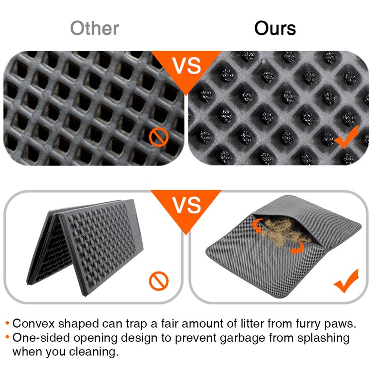 Foldable PVA Dual-Layer Cat Litter Trapper Mat with PU Leather Bottom - Grey / Size L-4
