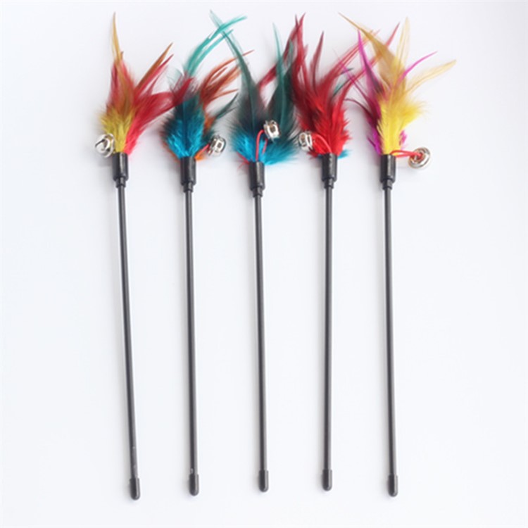 Pet Cat Teaser Fancy Multicolor Feather Toy Cat Interactive Training Toy-1
