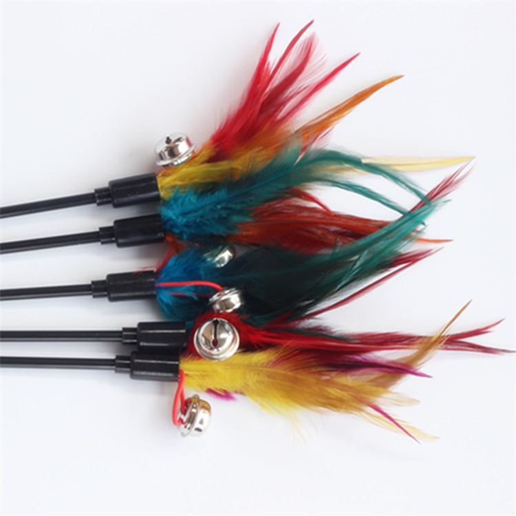 Pet Cat Teaser Fancy Multicolor Feather Toy Cat Interactive Training Toy-2