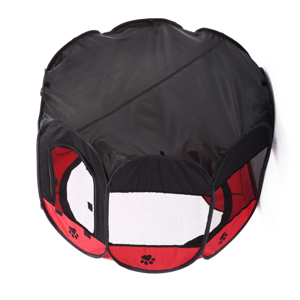8-side Foldable Pet Tent Dog House Cage Dog Cat Tent Puppy Kennel - Red-5