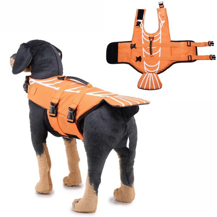 Pet Swimming Water Sports Protection Bathing Suit Life Vest Clothing Life Jacket for Dog Safety - Size: S / Orange-1