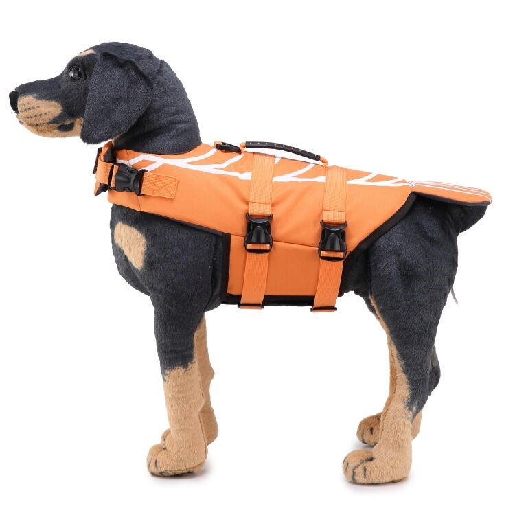 Pet Swimming Water Sports Protection Bathing Suit Life Vest Clothing Life Jacket for Dog Safety - Size: S / Orange-12
