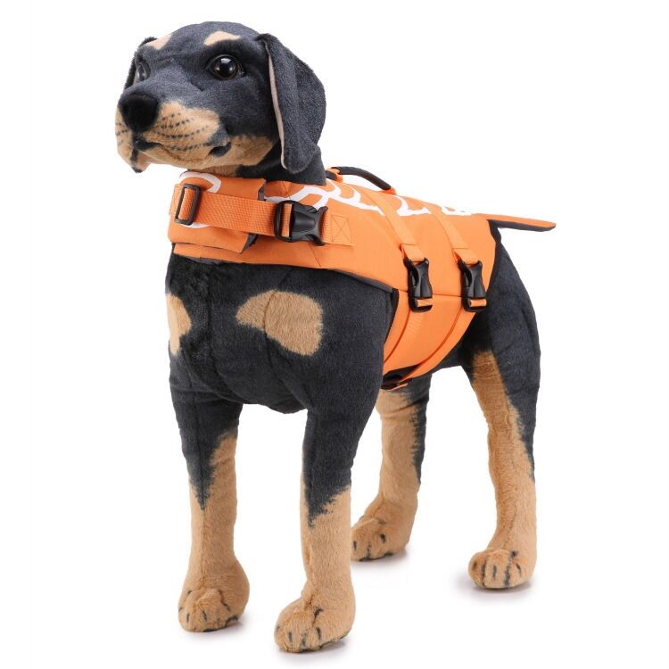 Pet Swimming Water Sports Protection Bathing Suit Life Vest Clothing Life Jacket for Dog Safety - Size: S / Orange-14