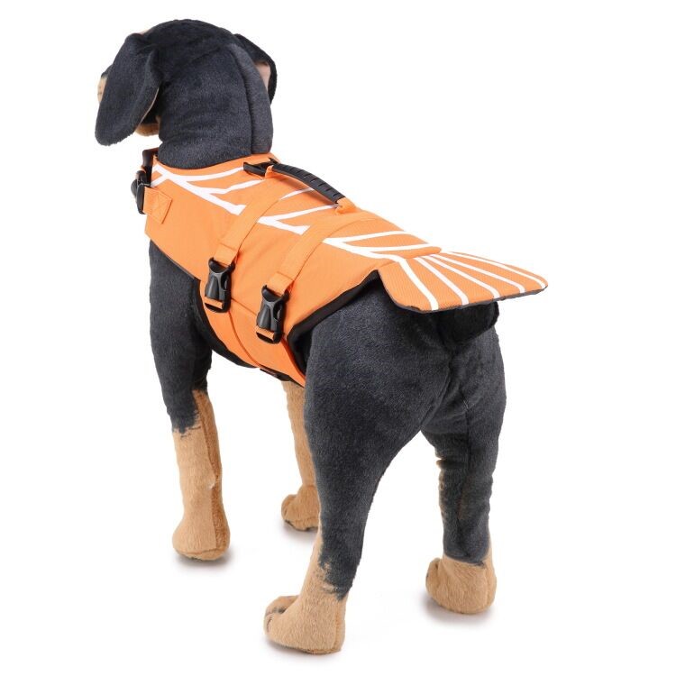 Pet Swimming Water Sports Protection Bathing Suit Life Vest Clothing Life Jacket for Dog Safety - Size: S / Orange-2