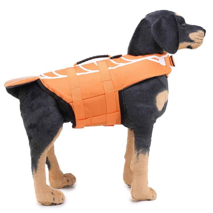 Pet Swimming Water Sports Protection Bathing Suit Life Vest Clothing Life Jacket for Dog Safety - Size: S / Orange-3