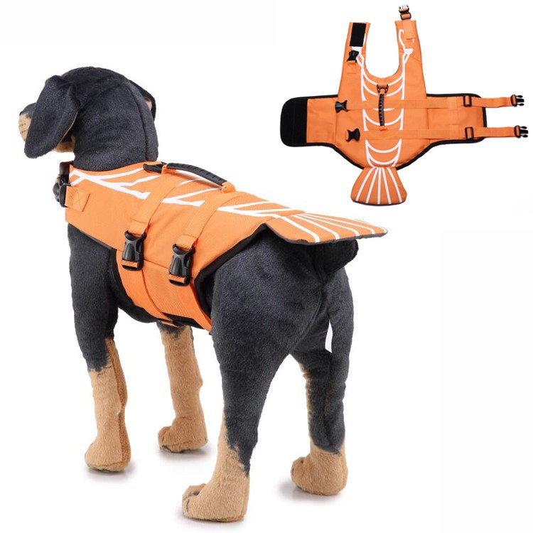 Pet Swimming Water Sports Protection Bathing Suit Life Vest Clothing Life Jacket for Dog Safety - Size: L / Orange-1