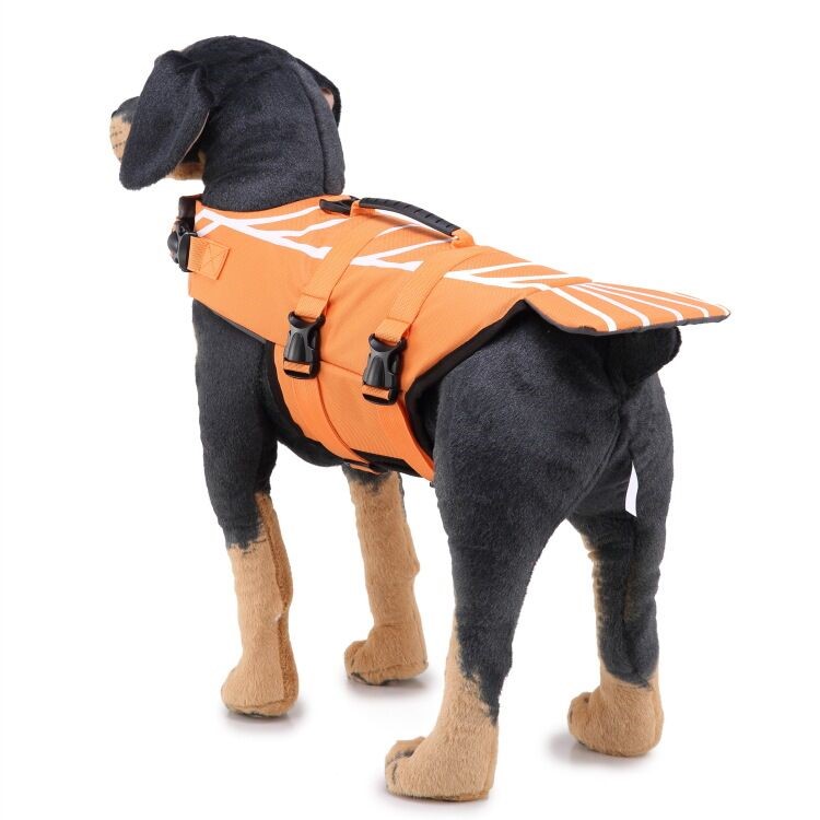 Pet Swimming Water Sports Protection Bathing Suit Life Vest Clothing Life Jacket for Dog Safety - Size: L / Orange-2