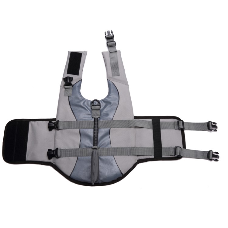 Pet Water Sports Protection Bathing Suit Life Vest Clothing Life Jacket for Dog Safety - Size: L / Grey-1