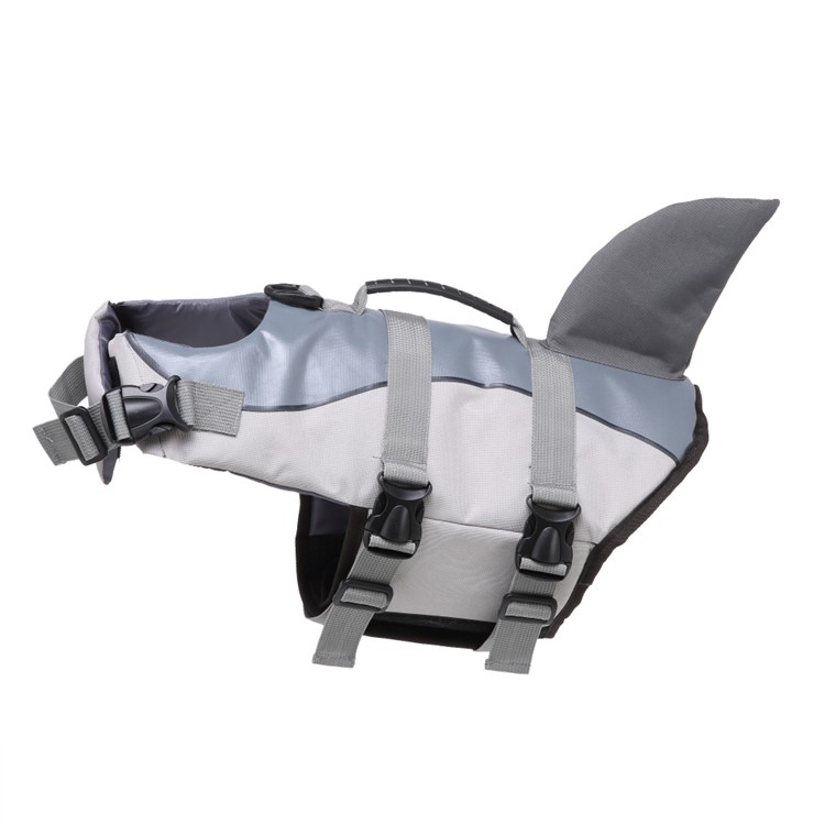 Pet Water Sports Protection Bathing Suit Life Vest Clothing Life Jacket for Dog Safety - Size: L / Grey-5
